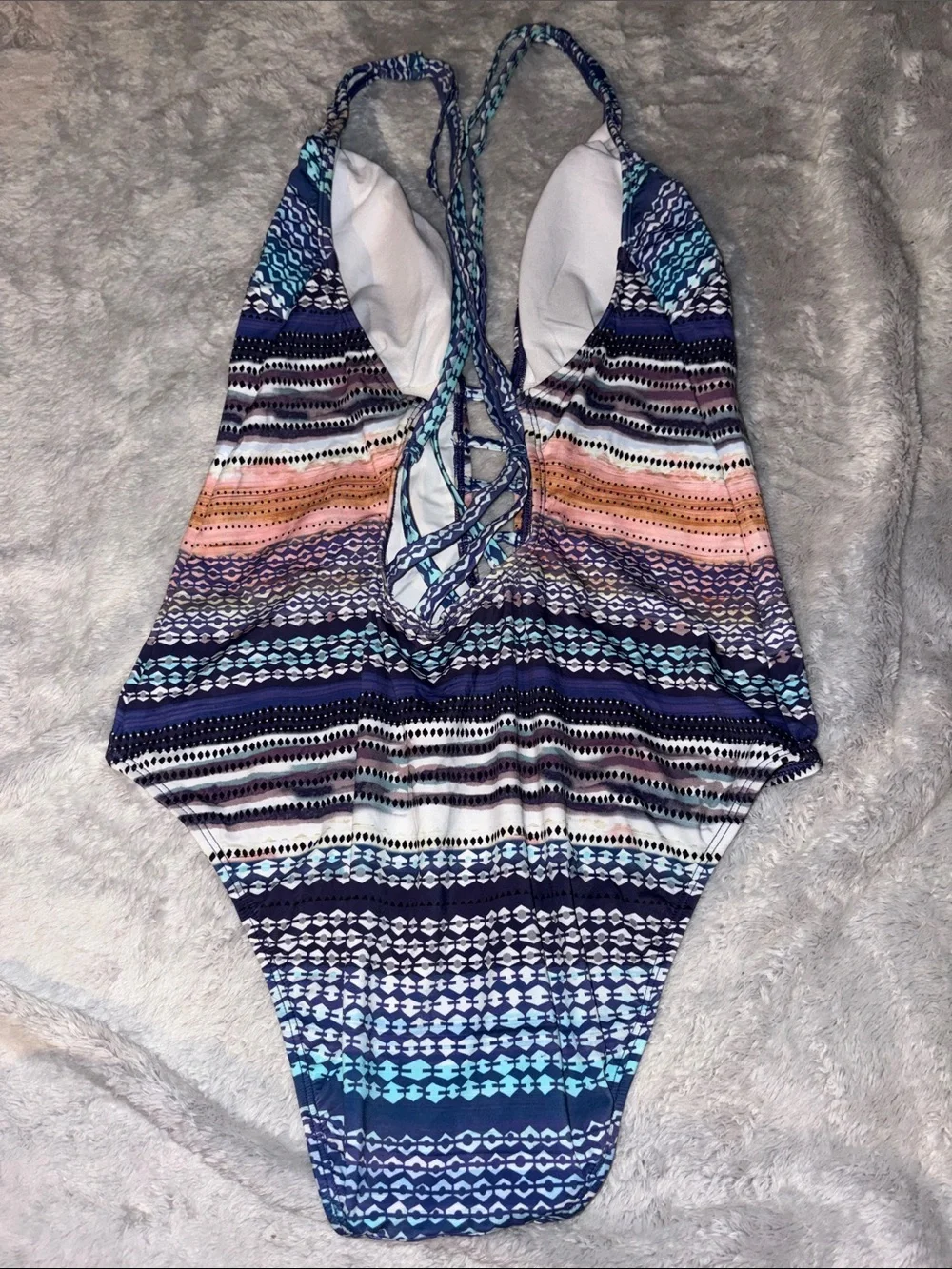Kenneth Cole Striped Multi-Color One-Piece Swimsuit